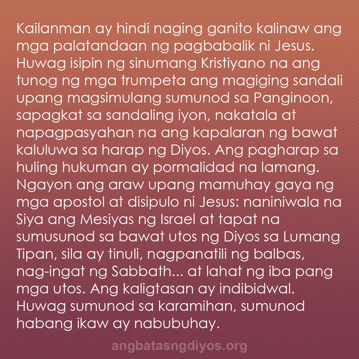 b0486 - Post tungkol sa Batas ng Diyos: Kailanman ay hindi naging ganito kalinaw ang mga palatandaan...