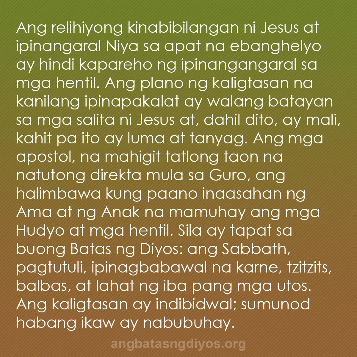 b0489 - Post tungkol sa Batas ng Diyos: Ang relihiyong kinabibilangan ni Jesus at ipinangaral Niya sa...