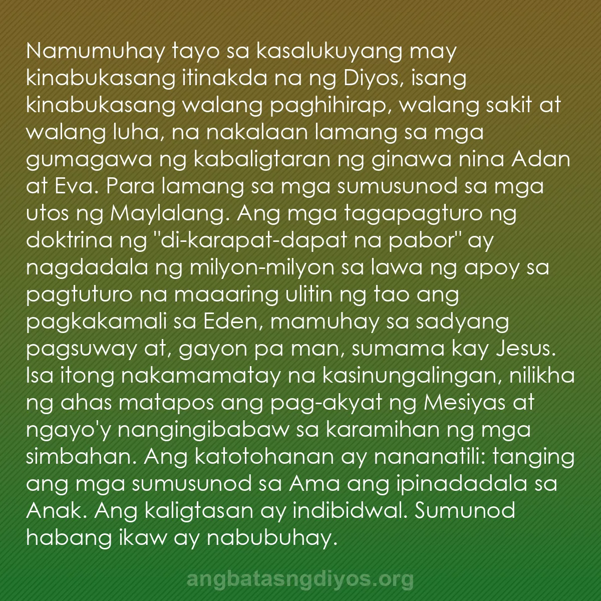 b0496 - Post tungkol sa Batas ng Diyos: Namumuhay tayo sa kasalukuyang may kinabukasang itinakda na...