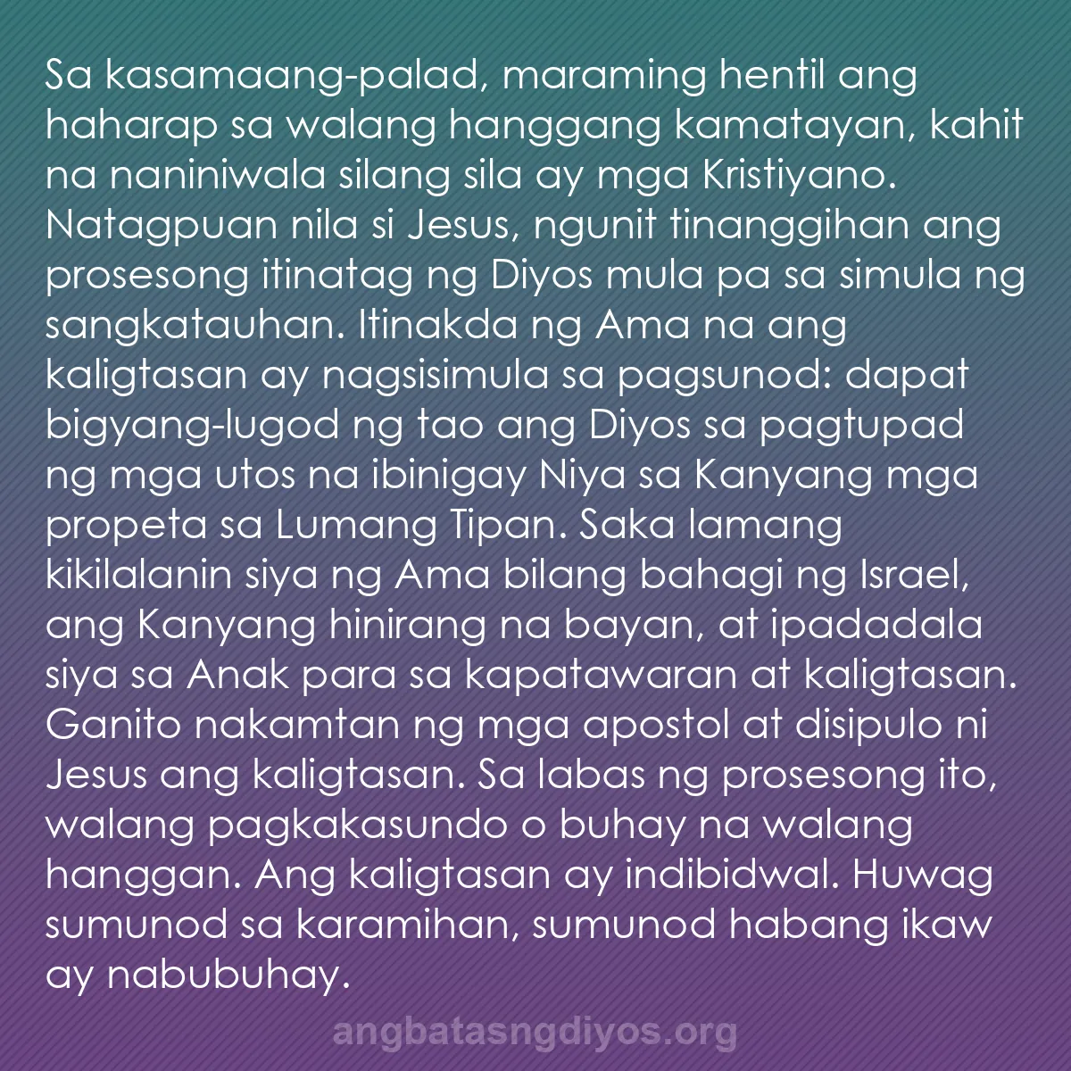 b0504 - Post tungkol sa Batas ng Diyos: Sa kasamaang-palad, maraming hentil ang haharap sa walang hanggang...