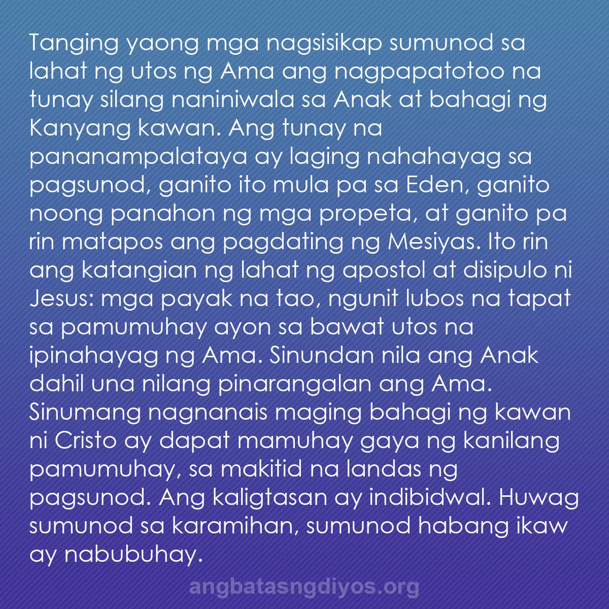 b0507 - Post tungkol sa Batas ng Diyos: Tanging yaong mga nagsisikap sumunod sa lahat ng utos ng Ama...