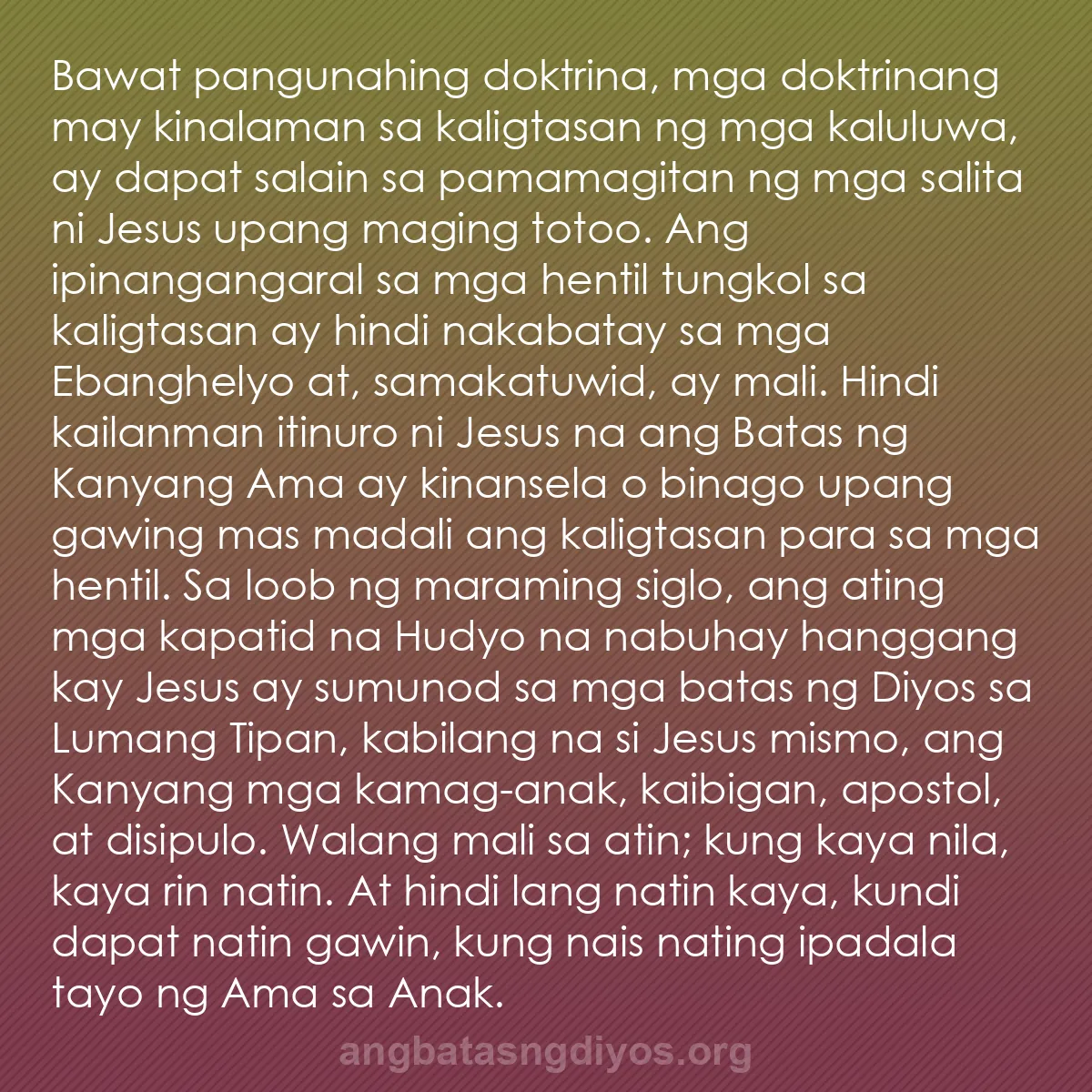 b0508 - Post tungkol sa Batas ng Diyos: Bawat pangunahing doktrina, mga doktrinang may kinalaman sa...