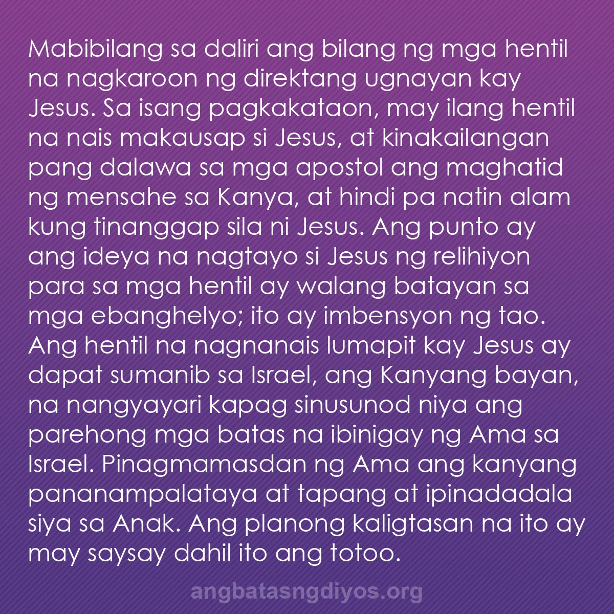b0511 - Post tungkol sa Batas ng Diyos: Mabibilang sa daliri ang bilang ng mga hentil na nagkaroon ng...