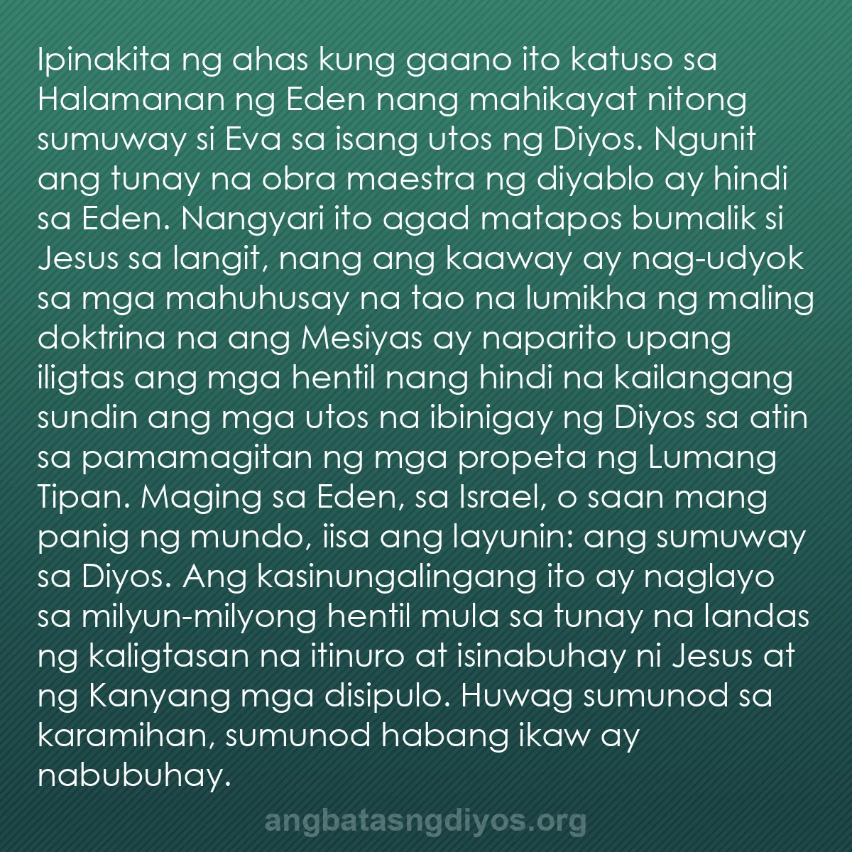 b0520 - Post tungkol sa Batas ng Diyos: Ipinakita ng ahas kung gaano ito katuso sa Halamanan ng Eden...