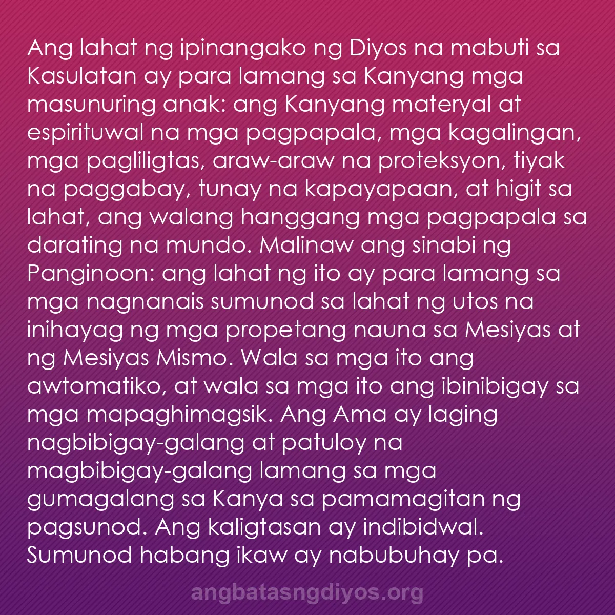 b0521 - Post tungkol sa Batas ng Diyos: Ang lahat ng ipinangako ng Diyos na mabuti sa Kasulatan ay para...