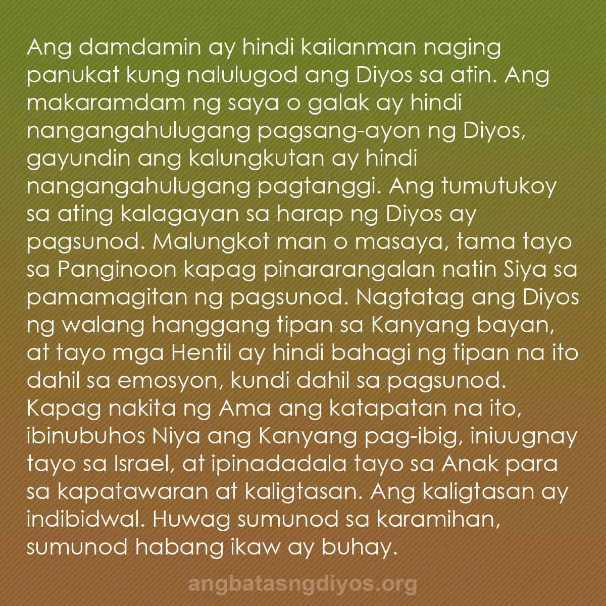 b0529 - Post tungkol sa Batas ng Diyos: Ang damdamin ay hindi kailanman naging panukat kung nalulugod...