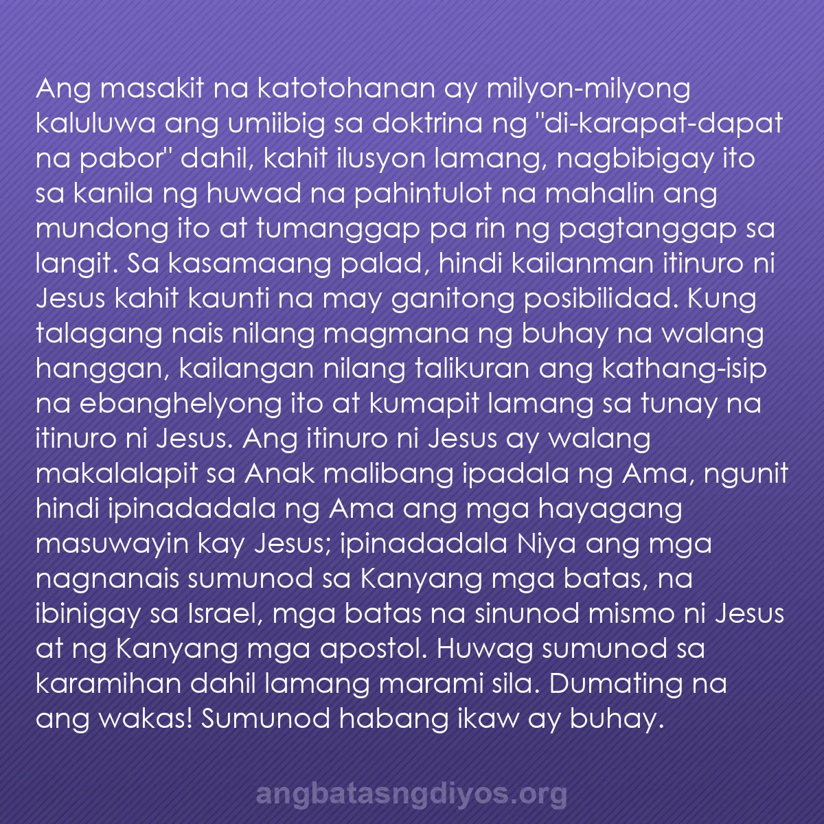 b0538 - Post tungkol sa Batas ng Diyos: Ang masakit na katotohanan ay milyon-milyong kaluluwa ang umiibig...
