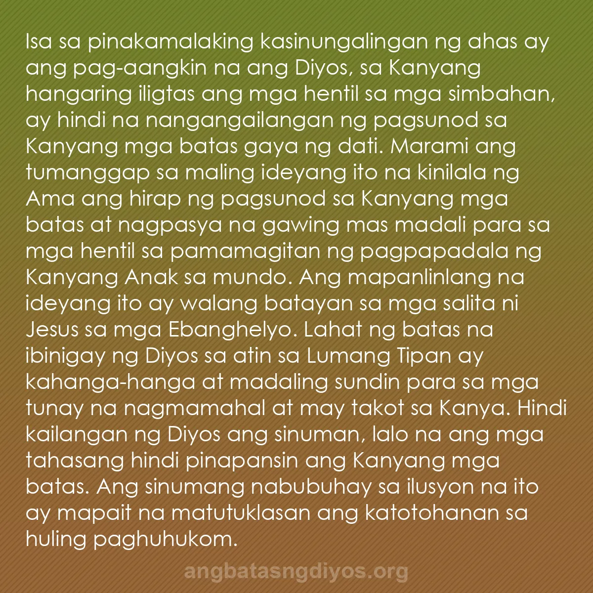 b0549 - Post tungkol sa Batas ng Diyos: Isa sa pinakamalaking kasinungalingan ng ahas ay ang pag-aangkin...