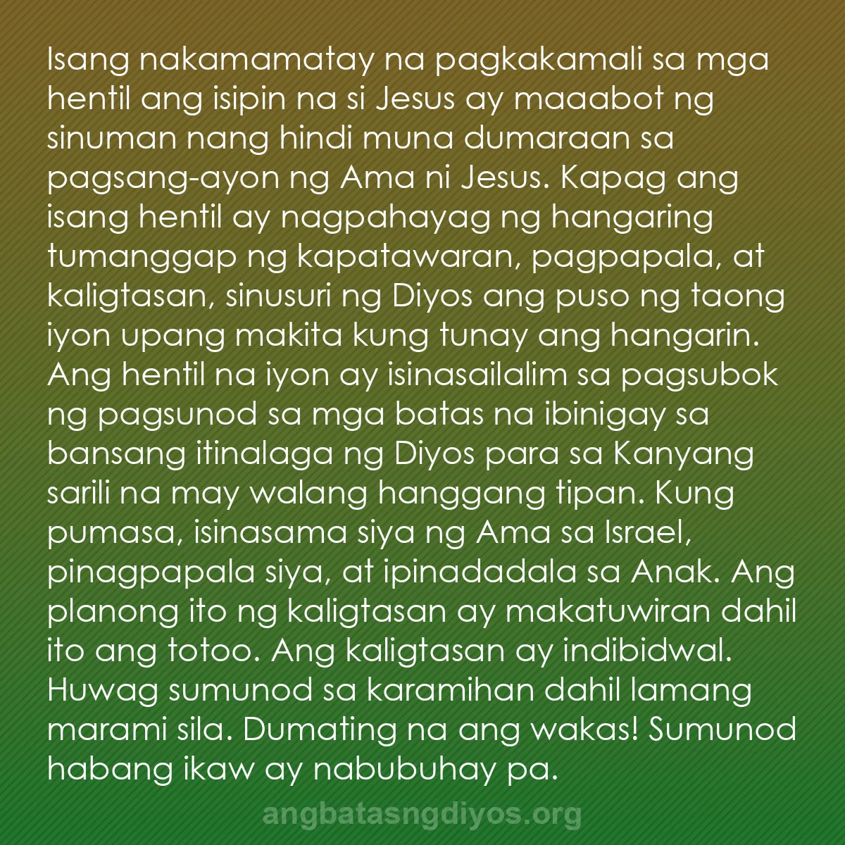 b0556 - Post tungkol sa Batas ng Diyos: Isang nakamamatay na pagkakamali sa mga hentil ang isipin na...