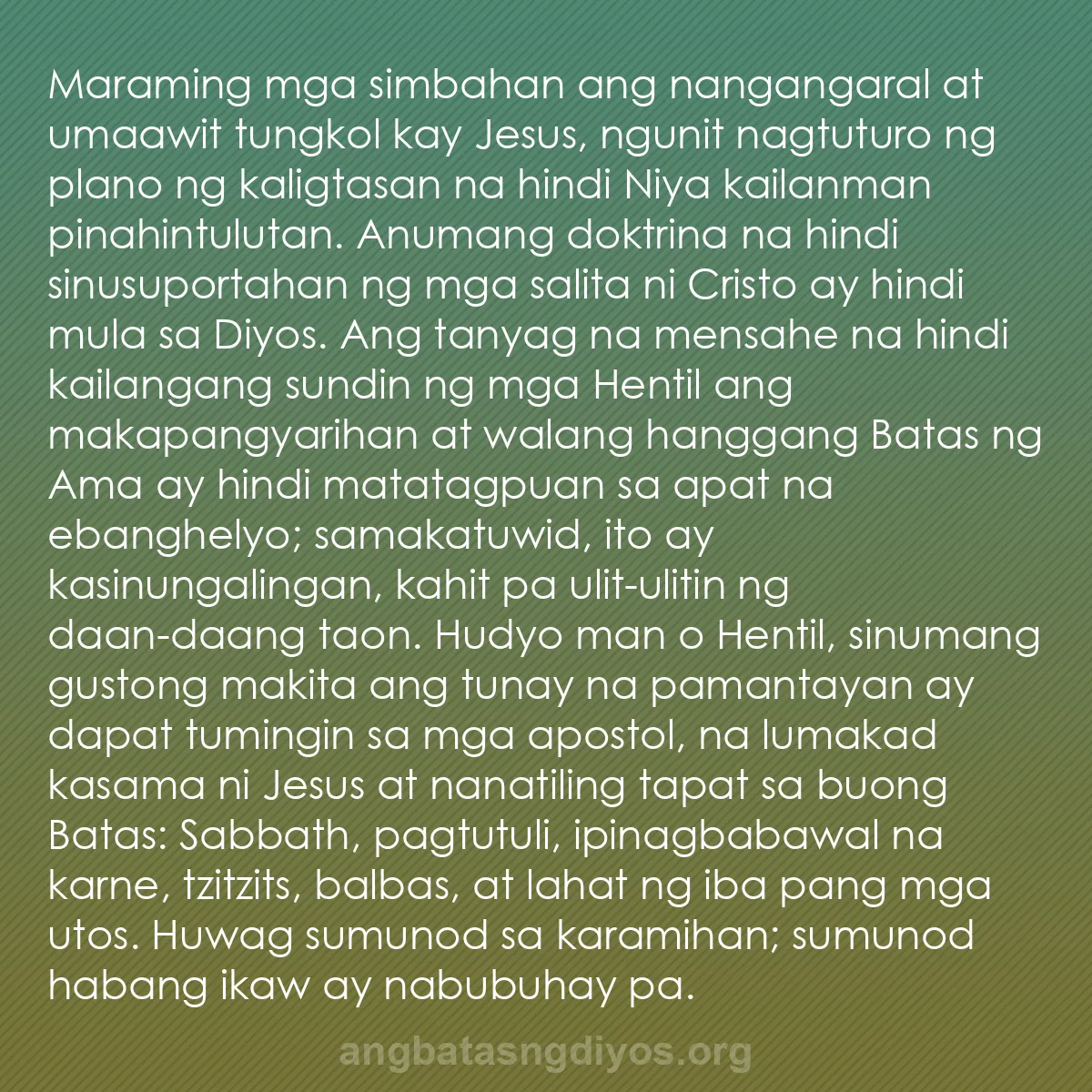 b0563 - Post tungkol sa Batas ng Diyos: Maraming mga simbahan ang nangangaral at umaawit tungkol kay...