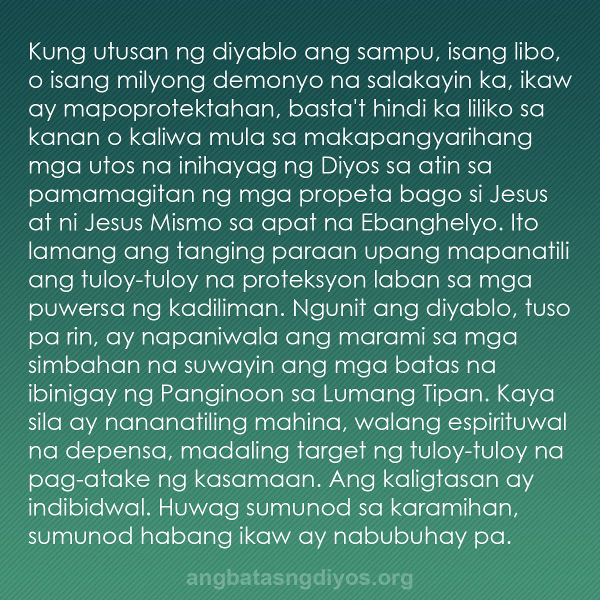 b0565 - Post tungkol sa Batas ng Diyos: Kung utusan ng diyablo ang sampu, isang libo, o isang milyong...
