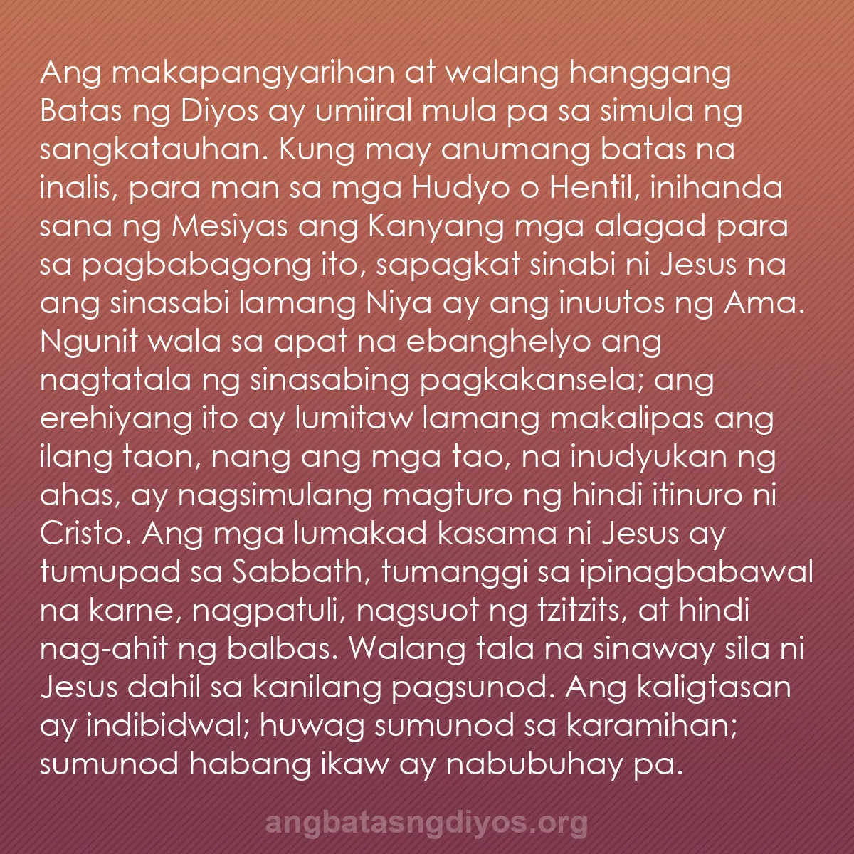 b0566 - Post tungkol sa Batas ng Diyos: Ang makapangyarihan at walang hanggang Batas ng Diyos ay umiiral...