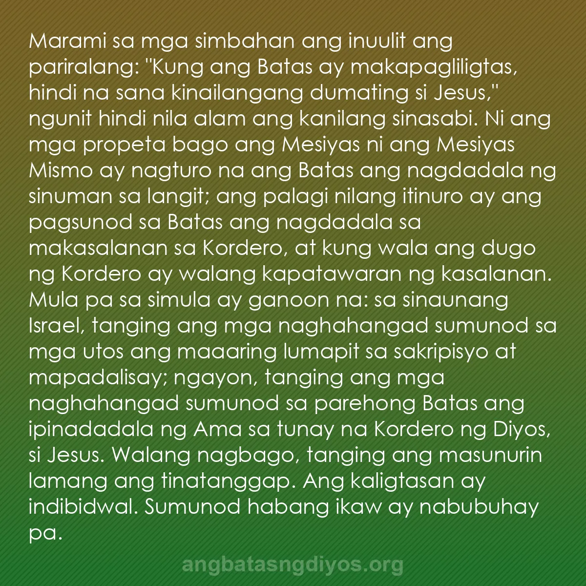 b0576 - Post tungkol sa Batas ng Diyos: Marami sa mga simbahan ang inuulit ang pariralang: "Kung ang...