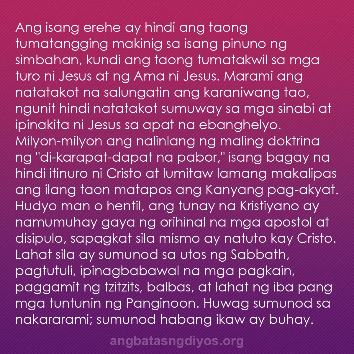 b0581 - Post tungkol sa Batas ng Diyos: Ang isang erehe ay hindi ang taong tumatangging makinig sa isang...