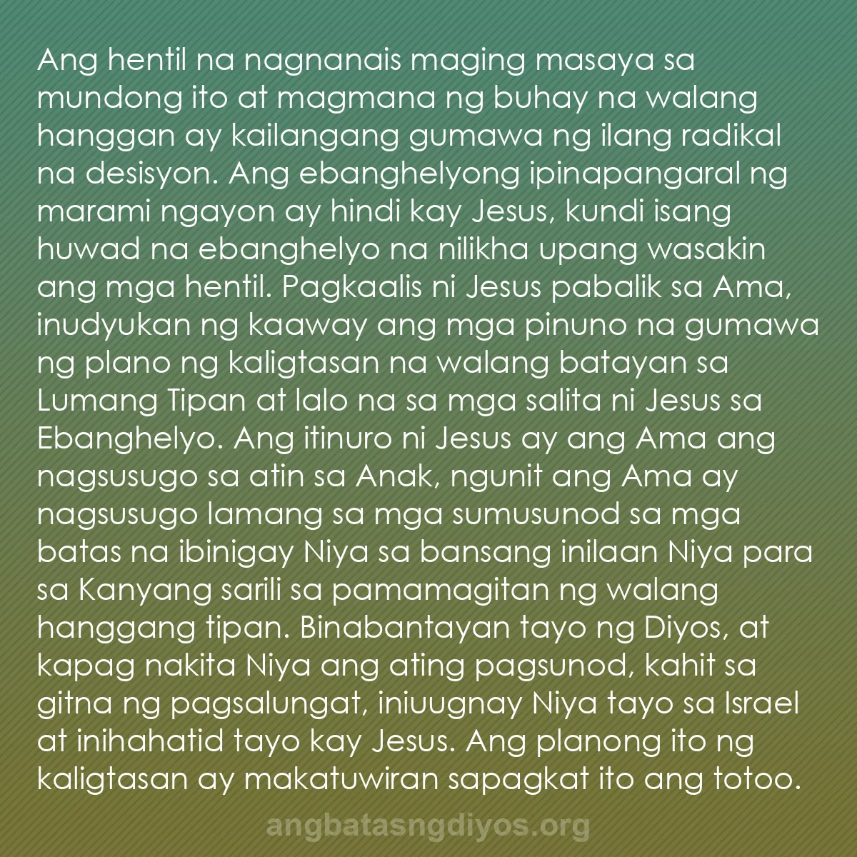 b0583 - Post tungkol sa Batas ng Diyos: Ang hentil na nagnanais maging masaya sa mundong ito at magmana...