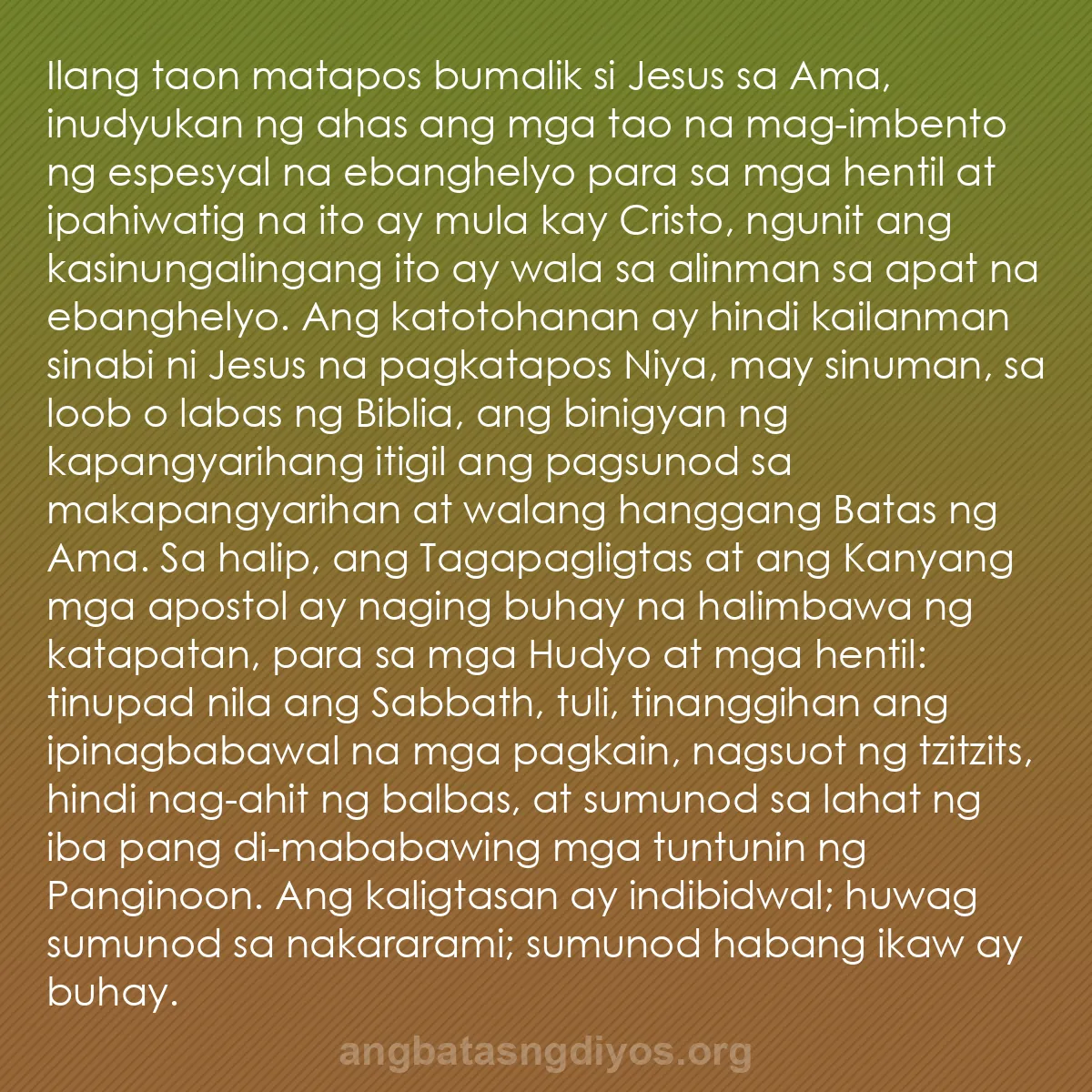 b0589 - Post tungkol sa Batas ng Diyos: Ilang taon matapos bumalik si Jesus sa Ama, inudyukan ng ahas...