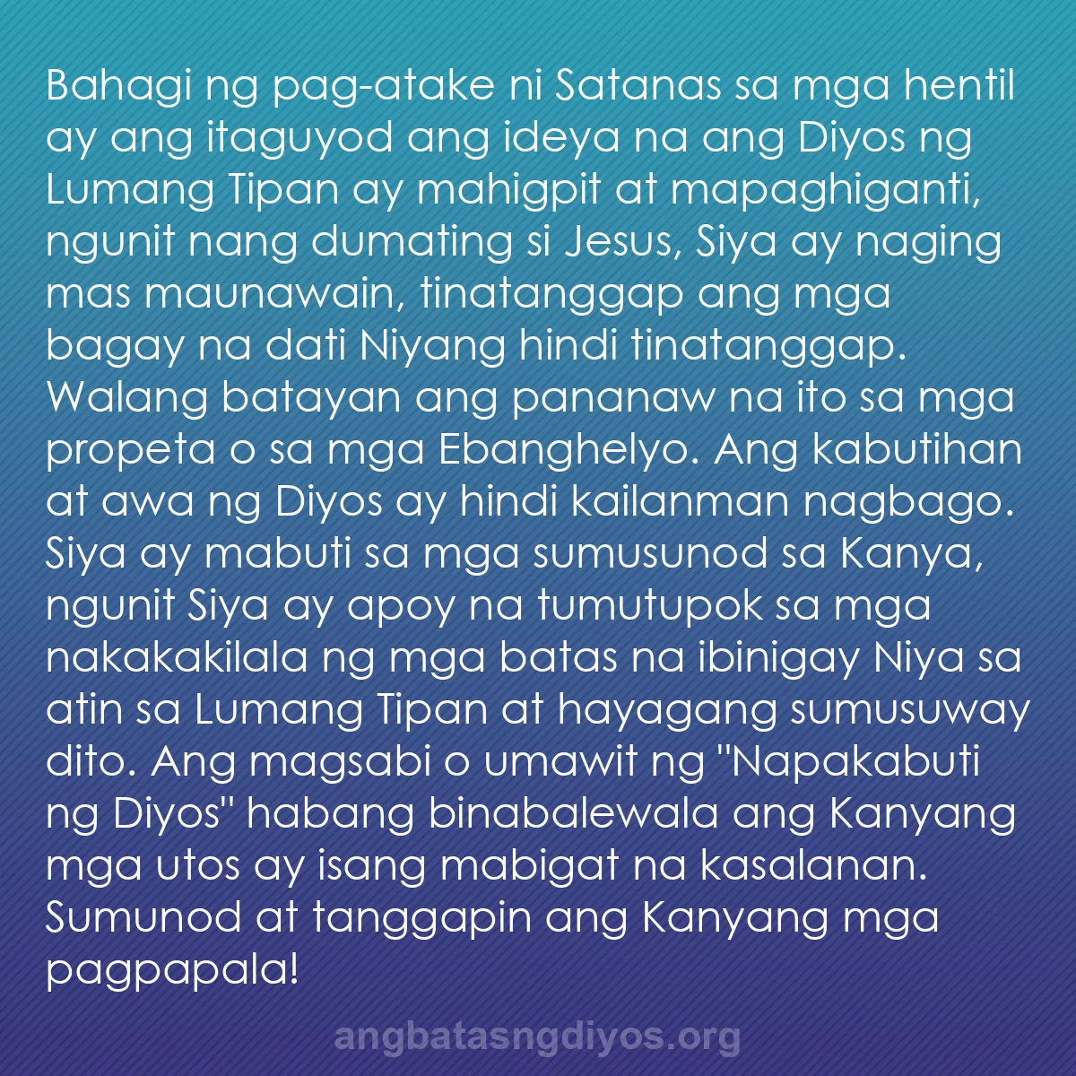 b0595 - Post tungkol sa Batas ng Diyos: Bahagi ng pag-atake ni Satanas sa mga hentil ay ang itaguyod...