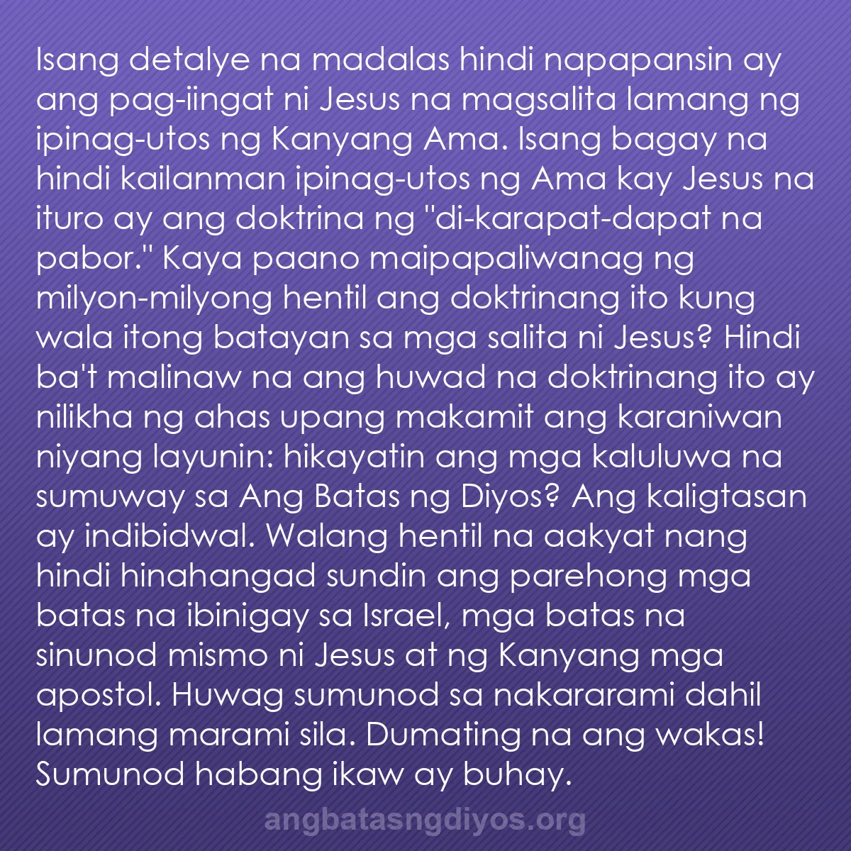 b0598 - Post tungkol sa Batas ng Diyos: Isang detalye na madalas hindi napapansin ay ang pag-iingat...